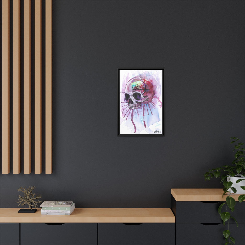 Sweet Home Watercolor Skull Canvas Print — Matte Framed Wall Art
