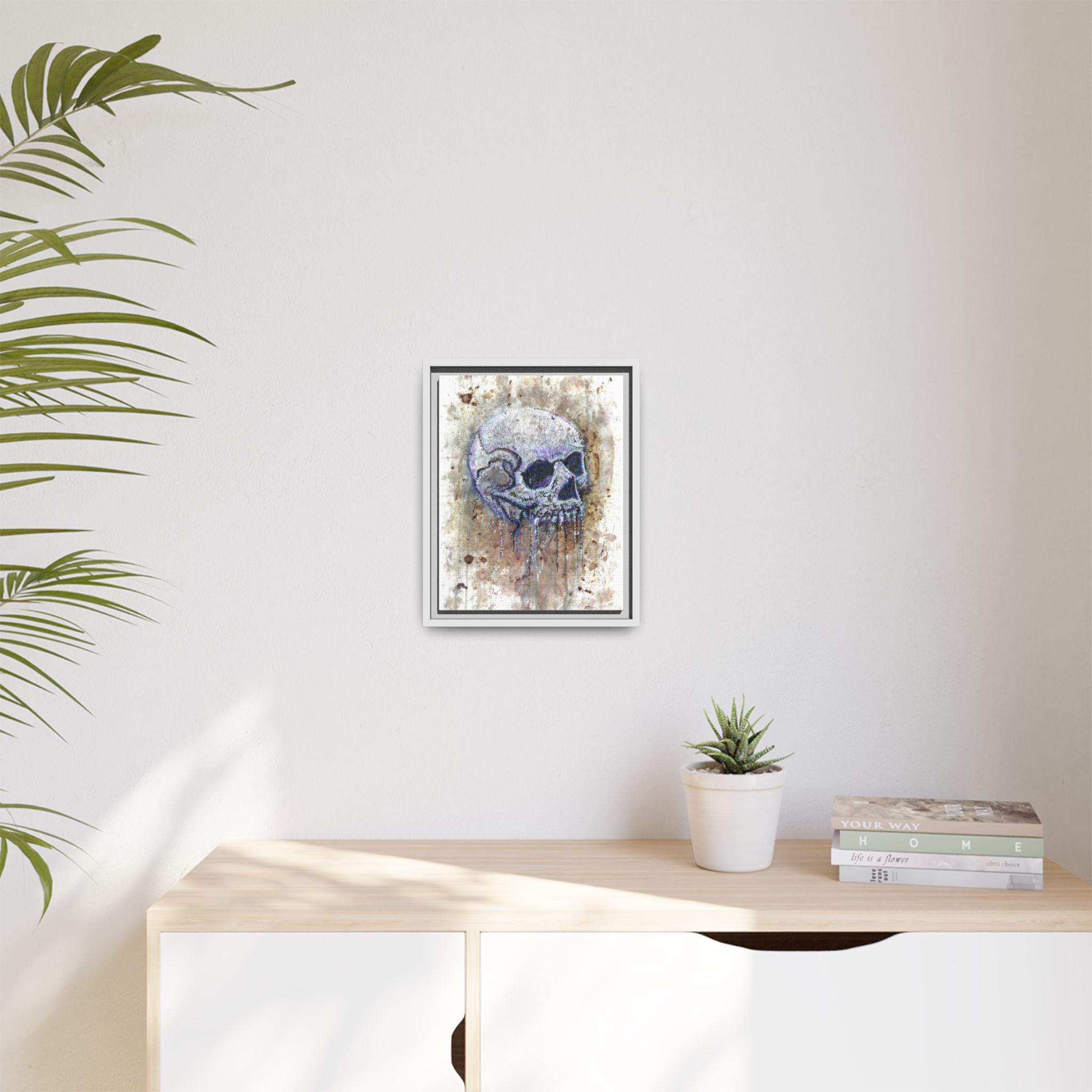 "Albums" Skull Art by Larry White  Framed Matte Canvas —
