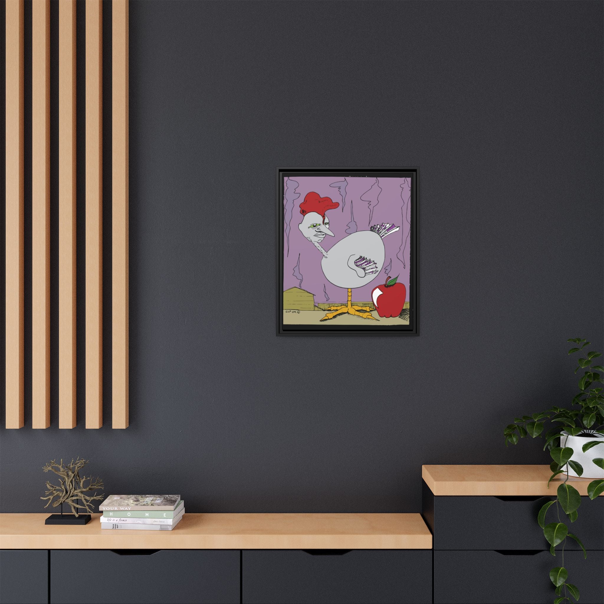 "Ass apple" Framed Canvas Art by Larry White