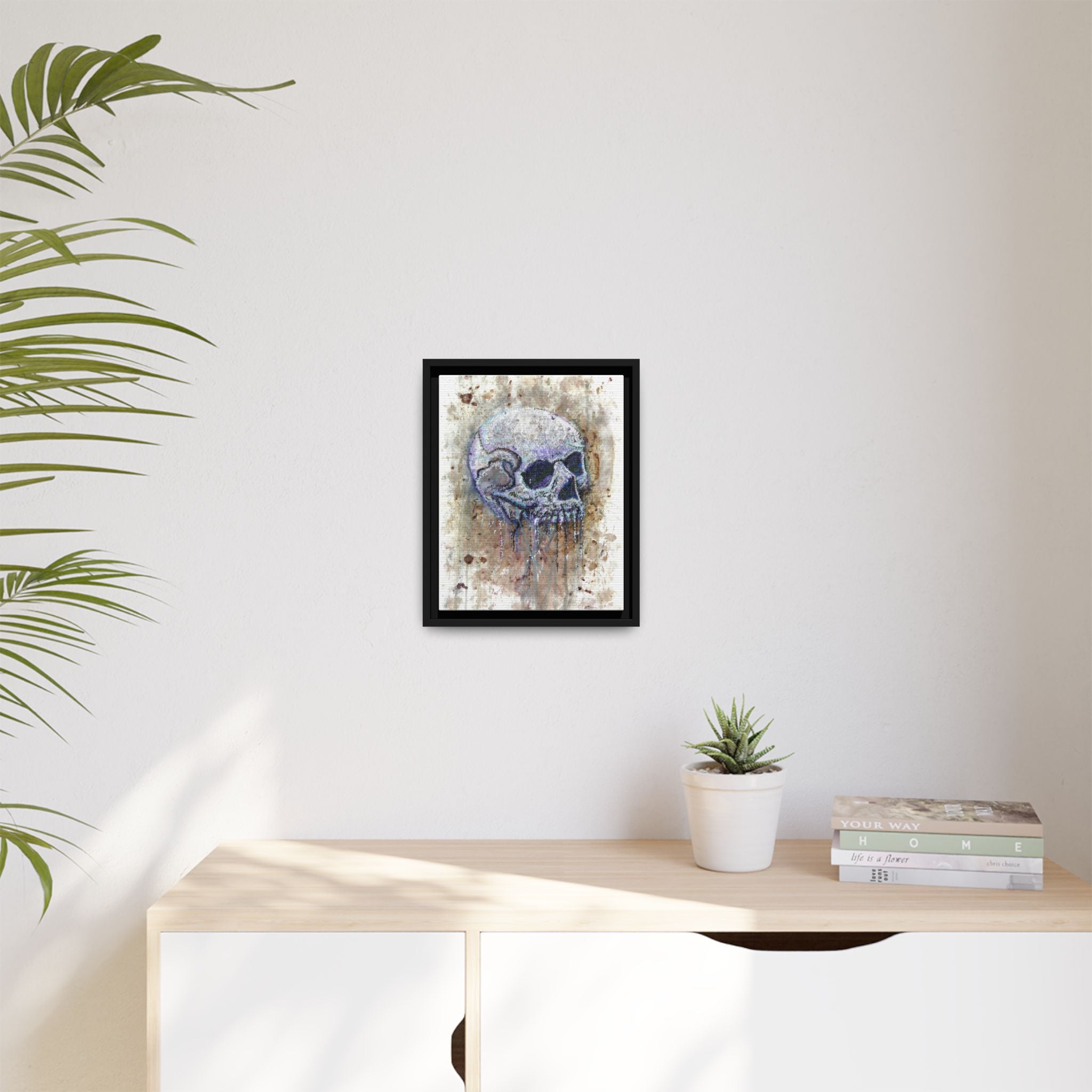 "Albums" Skull Art by Larry White  Framed Matte Canvas —