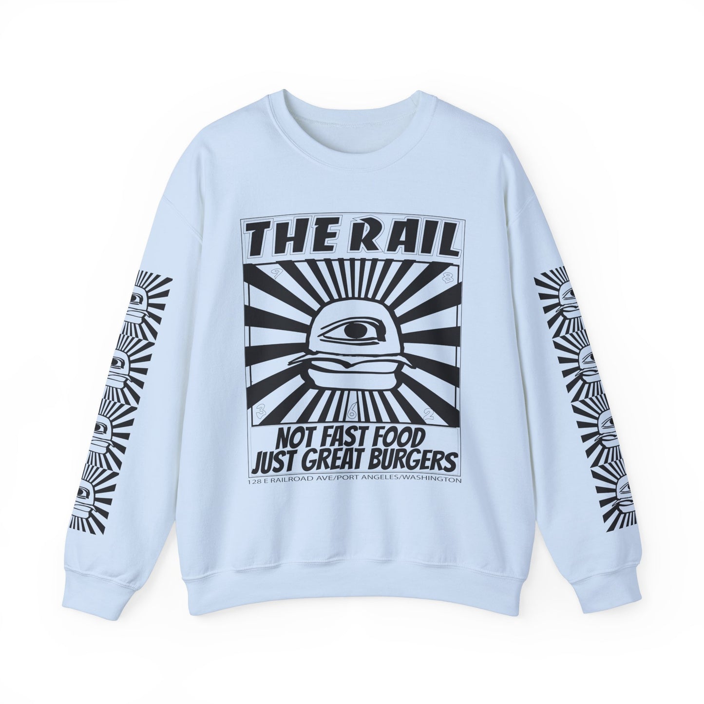 Crewneck Sweatshirt - The Rail All Seeing Eye Burger Design