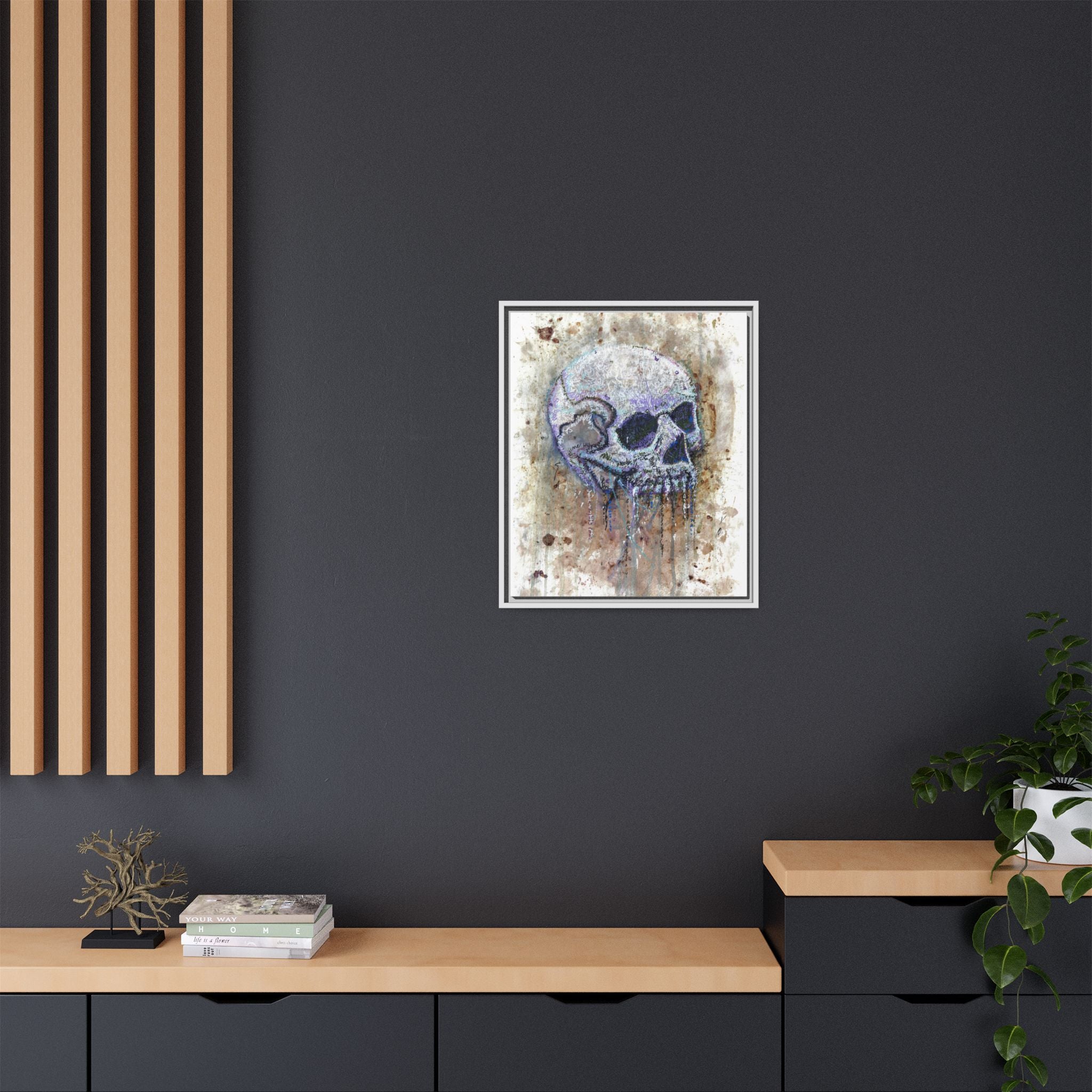"Albums" Skull Art by Larry White  Framed Matte Canvas —