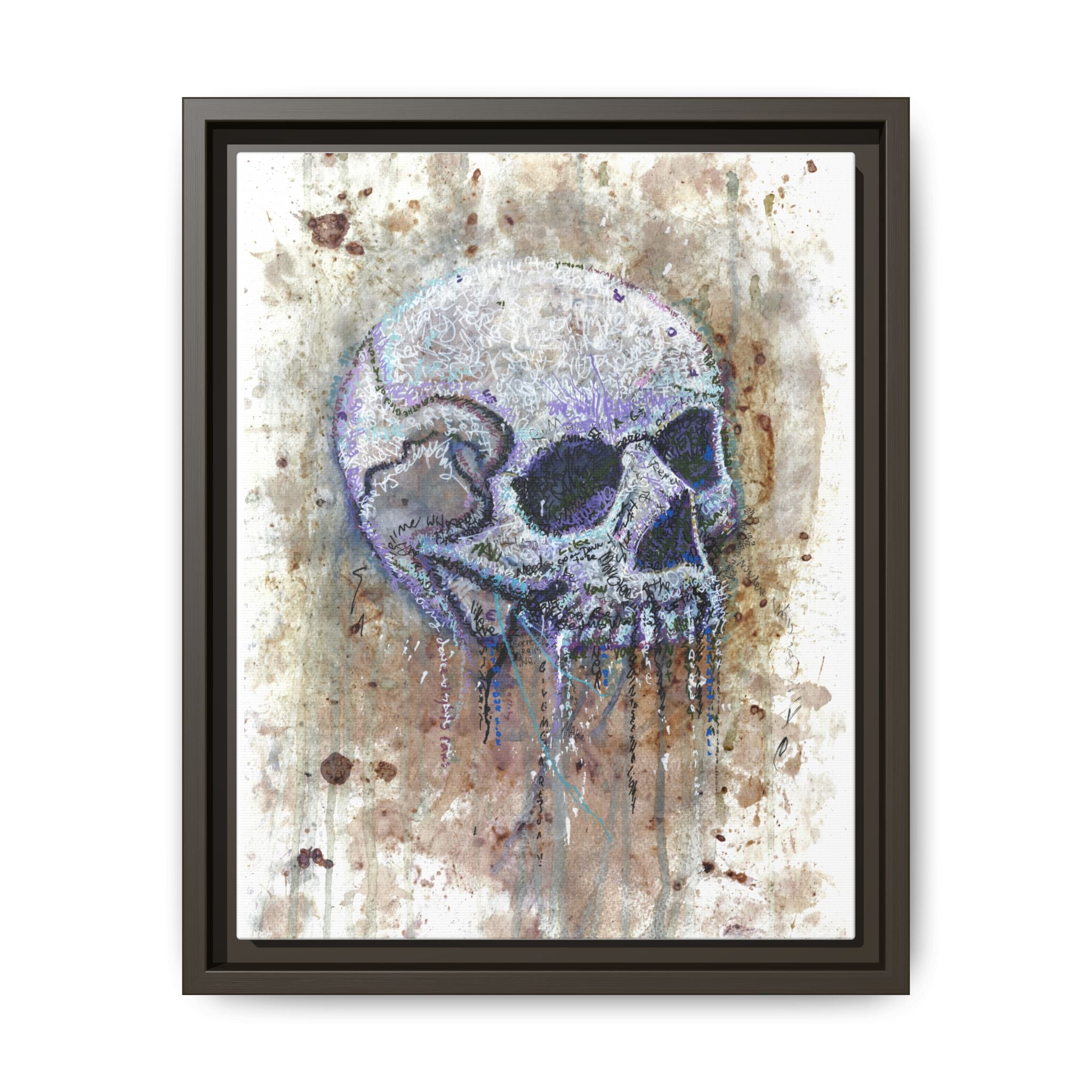 "Albums" Skull Art by Larry White  Framed Matte Canvas —