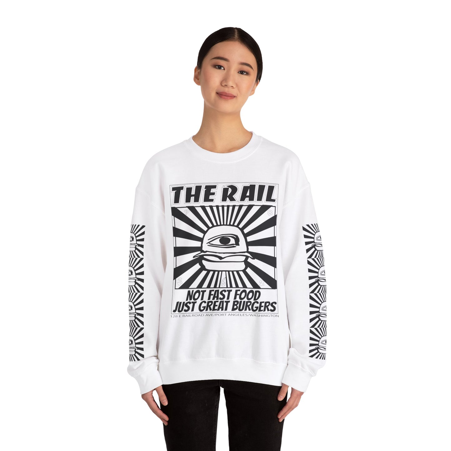 Crewneck Sweatshirt - The Rail All Seeing Eye Burger Design