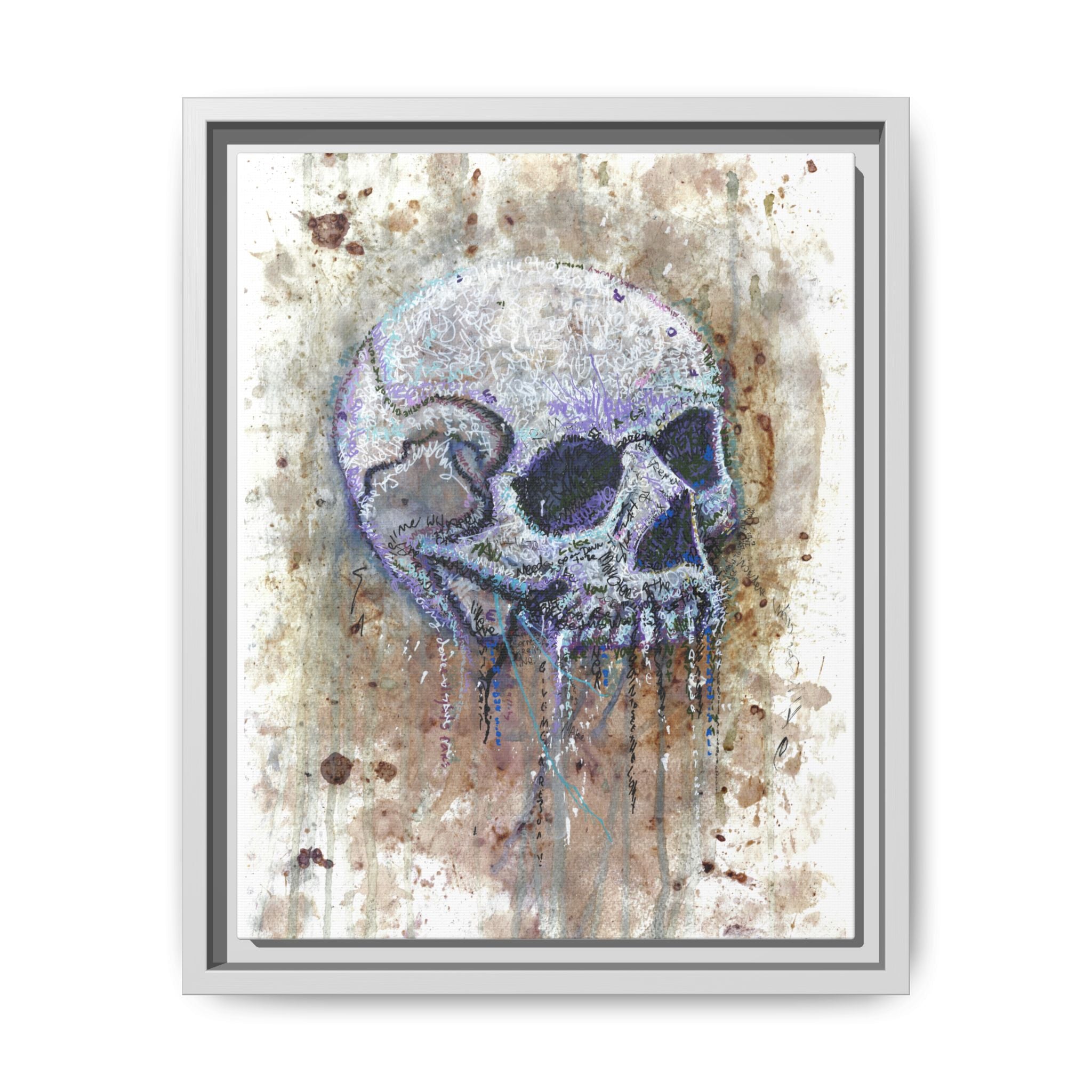 "Albums" Skull Art by Larry White  Framed Matte Canvas —
