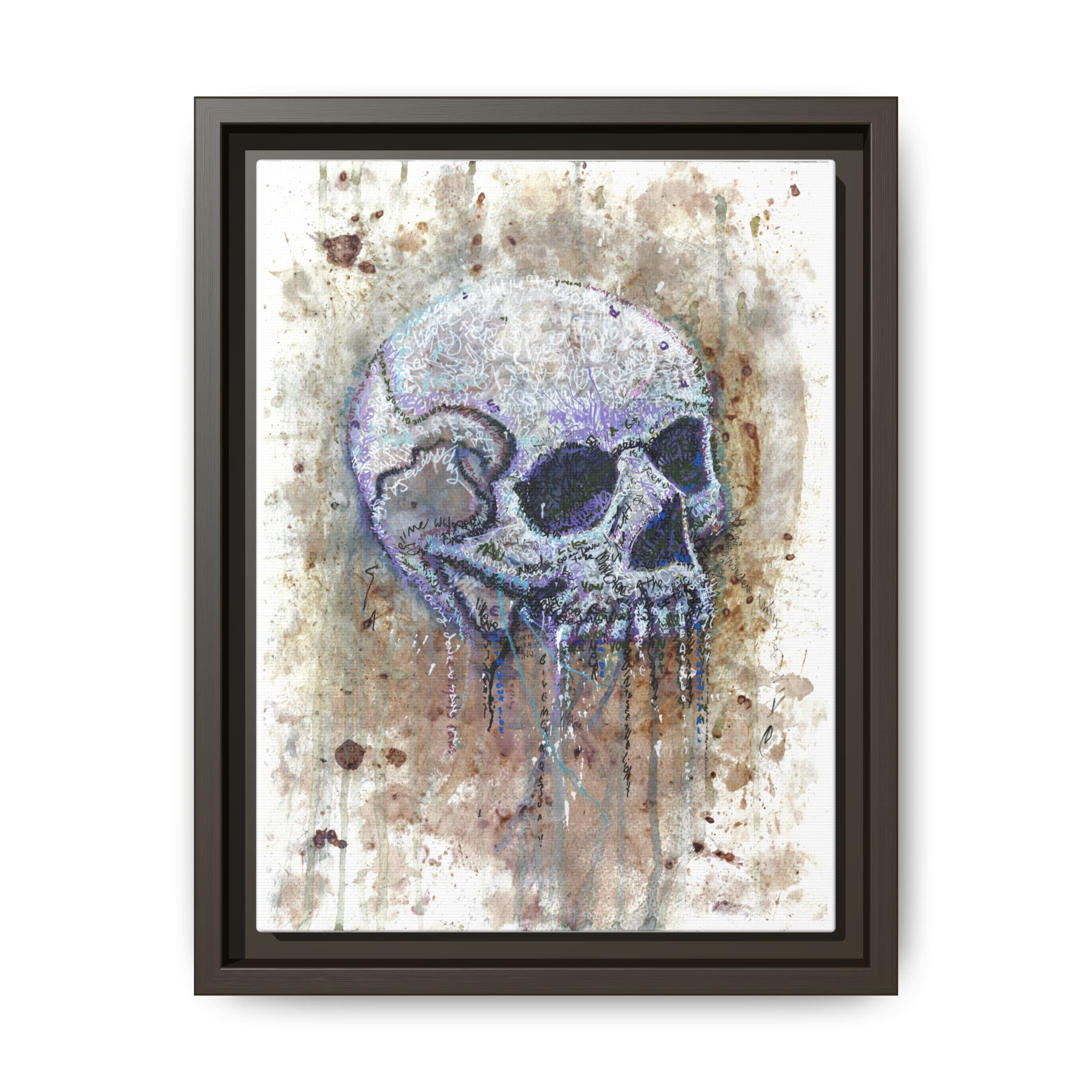 "Albums" Skull Art by Larry White  Framed Matte Canvas —
