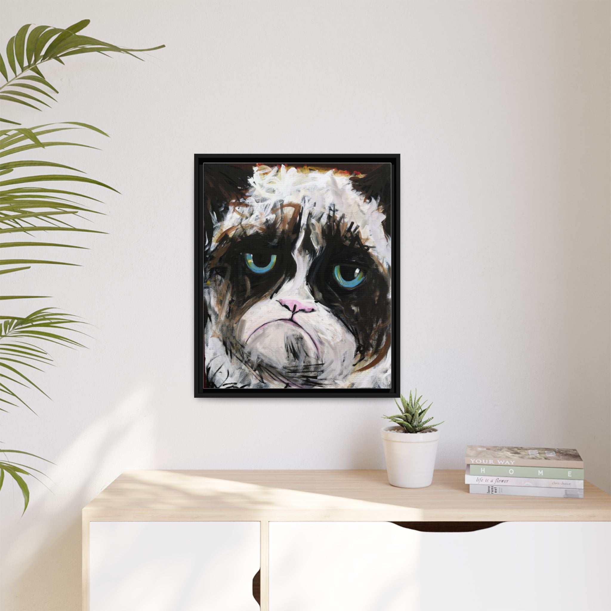 Grumpy Cat Portrait canvas print by Larry White