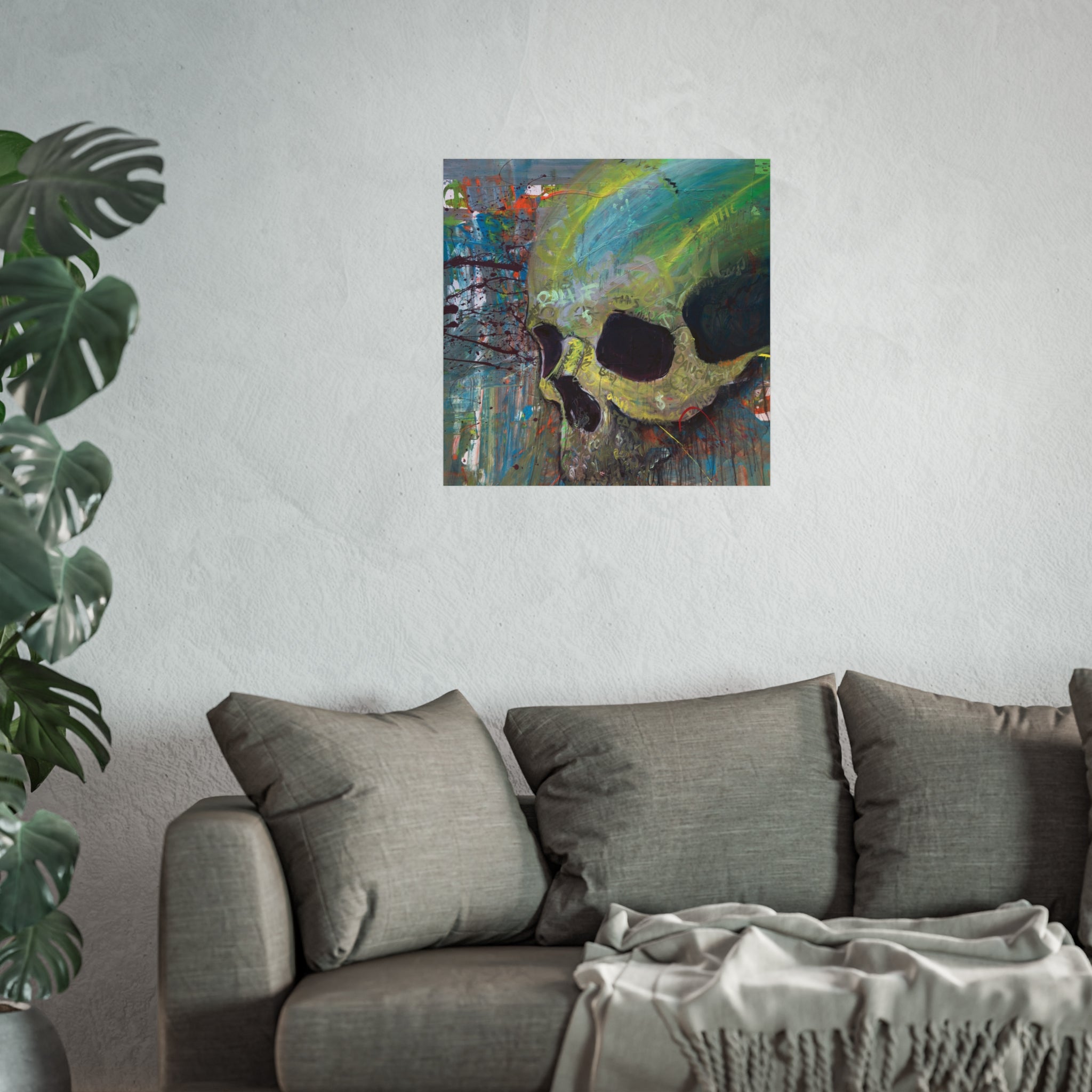 Skull Abstract Fine Art Poster — Colorful Graffiti Skull Wall Art