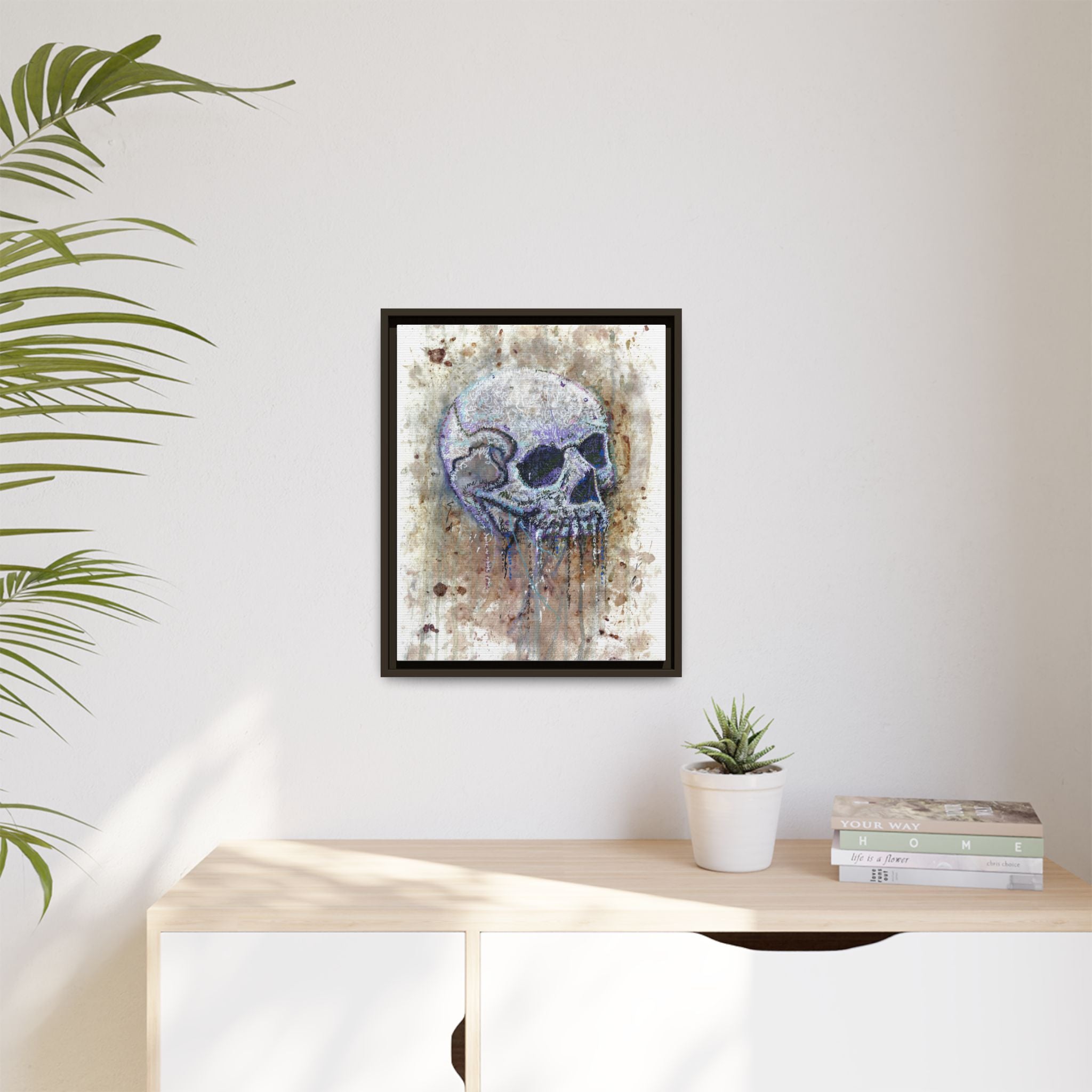 "Albums" Skull Art by Larry White  Framed Matte Canvas —