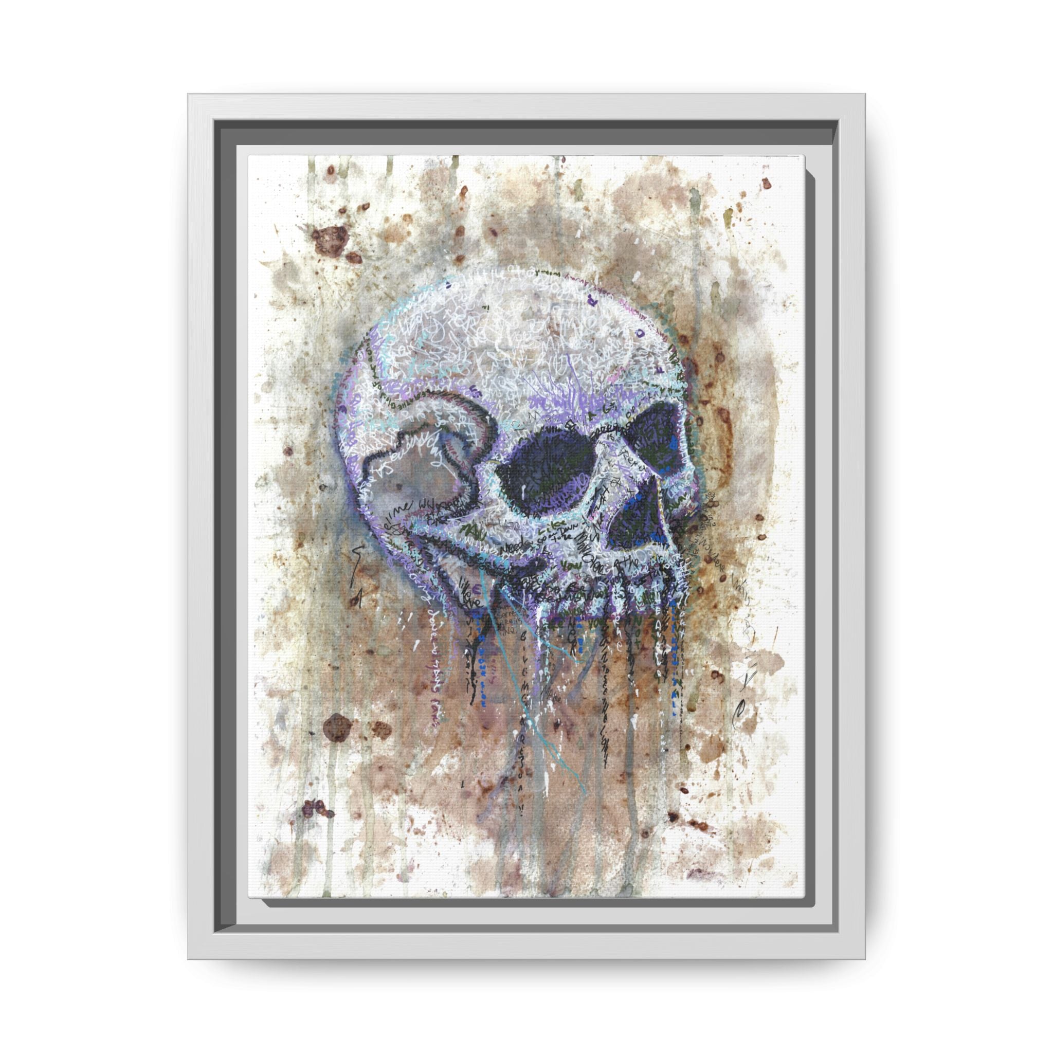 "Albums" Skull Art by Larry White  Framed Matte Canvas —
