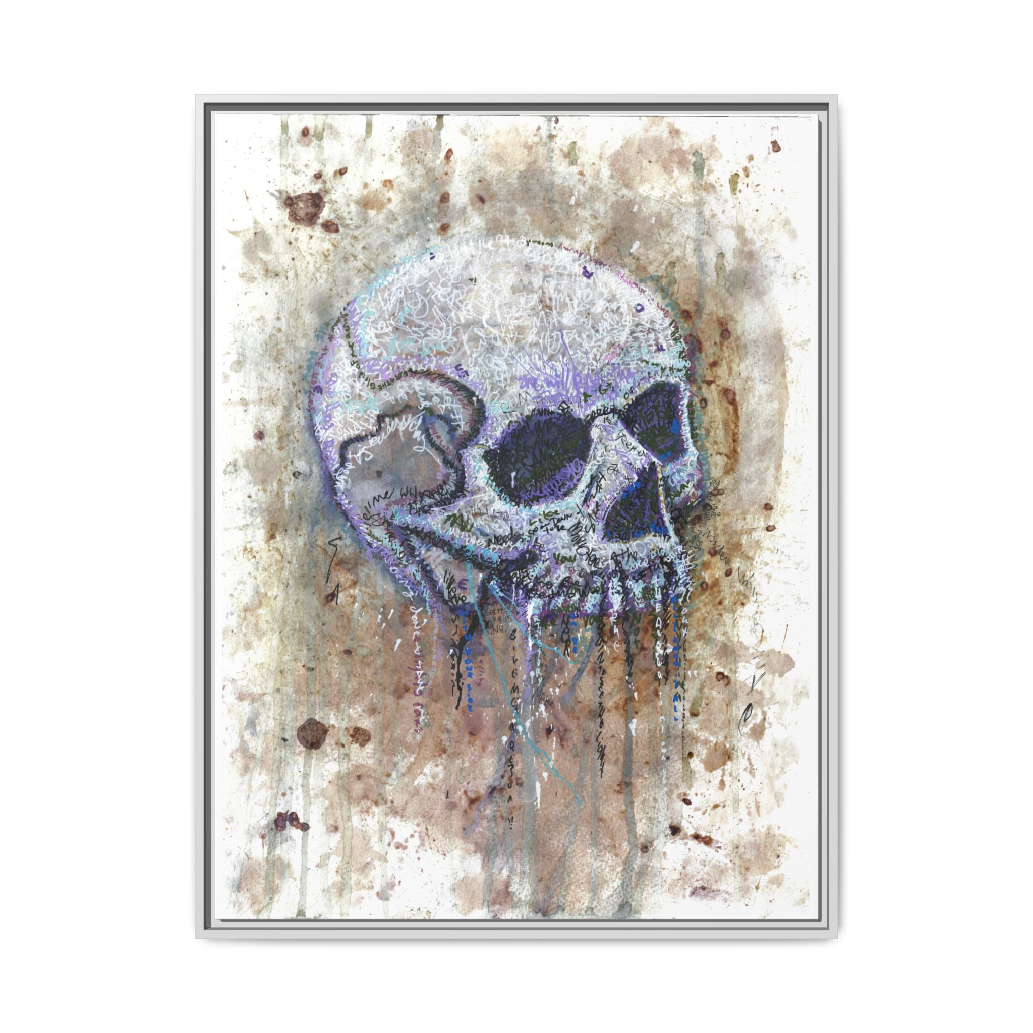 "Albums" Skull Art by Larry White  Framed Matte Canvas —